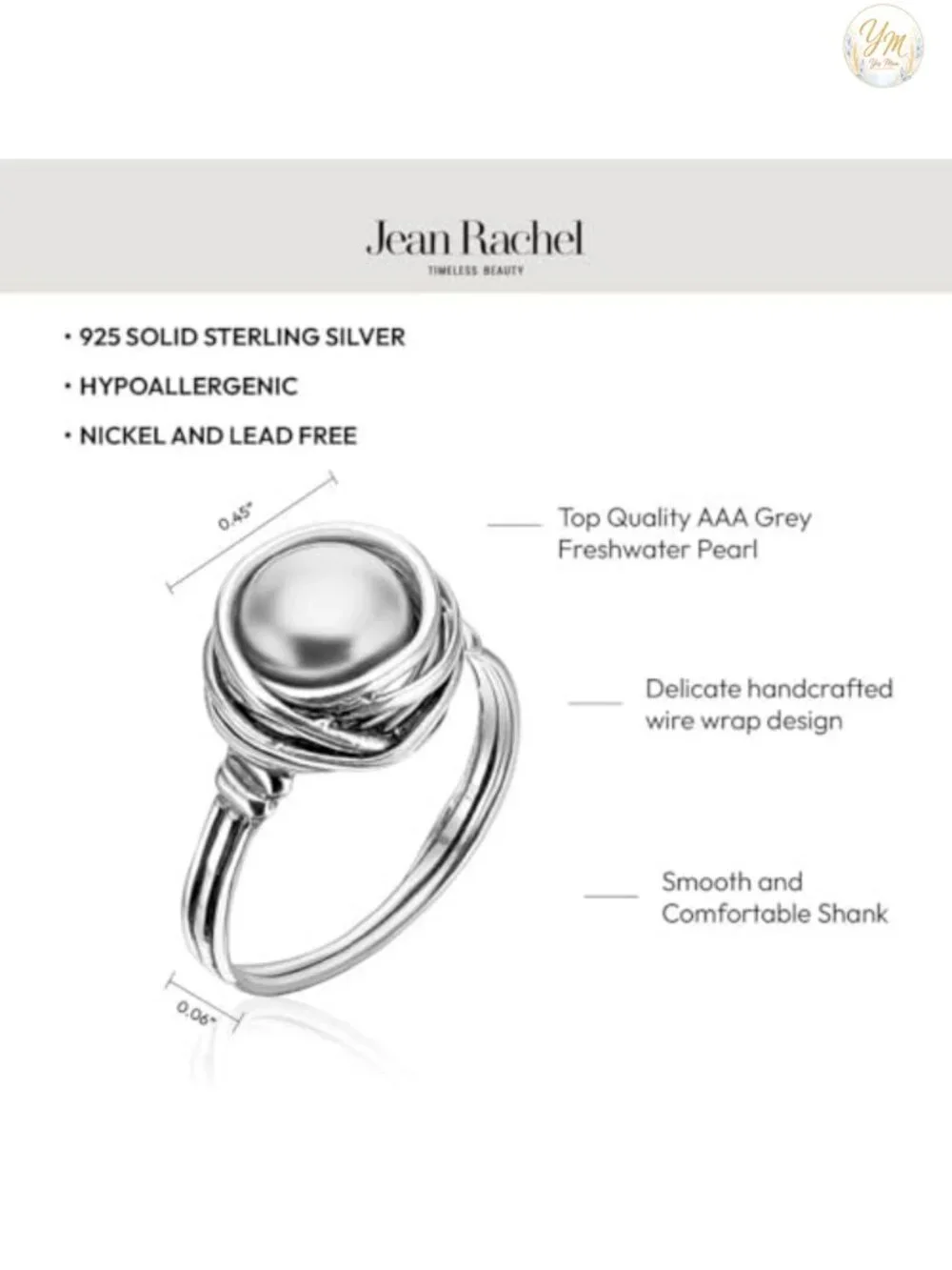 925 Sterling Silver Statement Ring with Fresh Water Pearl - Vintage Wire Wrap